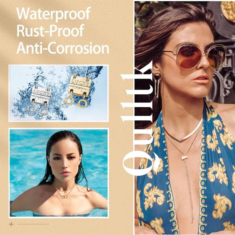 Qulltk Lucky Necklace Separator for Layering Strong Magnetic Clasps, 14K Gold and Silver Multiple Necklace Clasps for Layered Look - Image 4